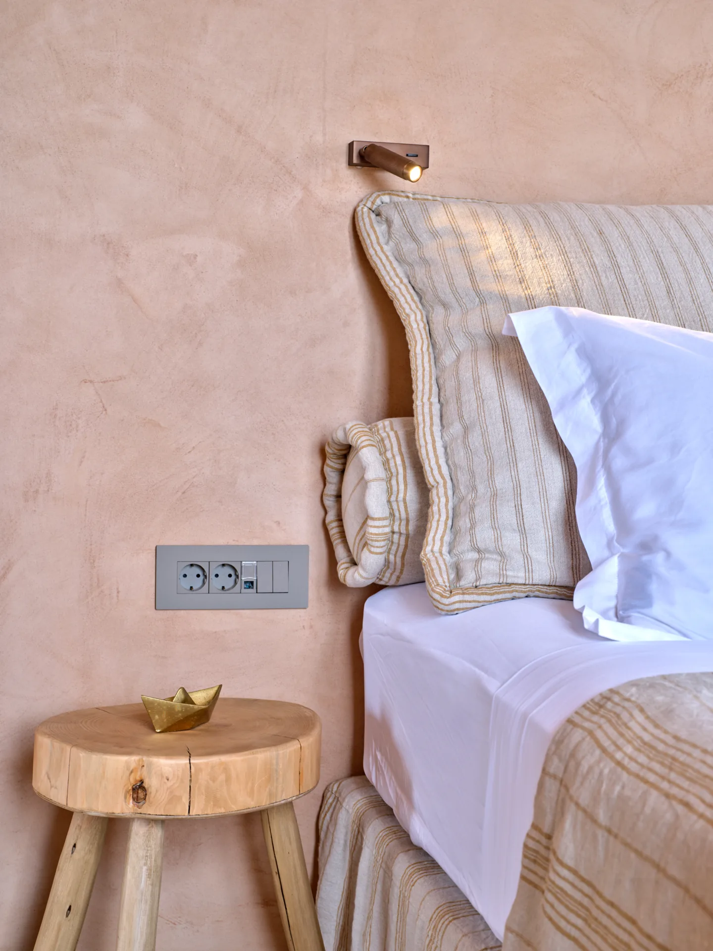 Bedside table and reading light detail